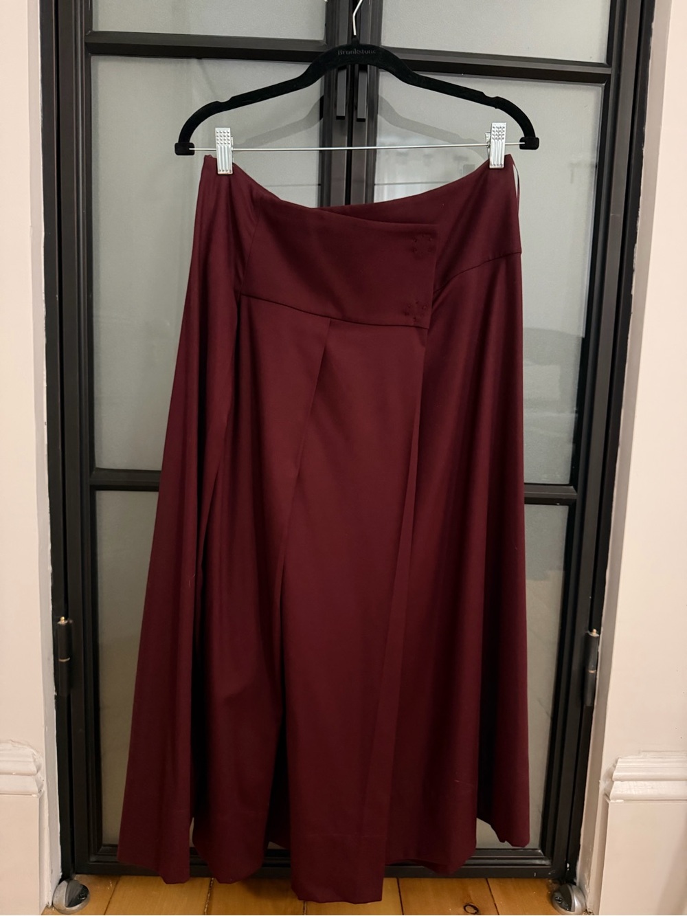ZARA Woman ZW Collection Wine Burgundy Pleated Midi Skirt SZ M